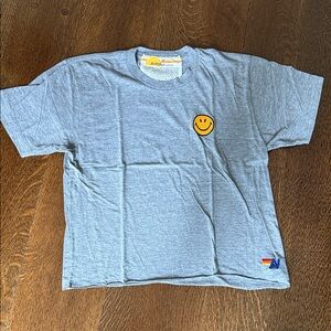 Aviator Nation Gray Smiley Patch Tee with Small Logo